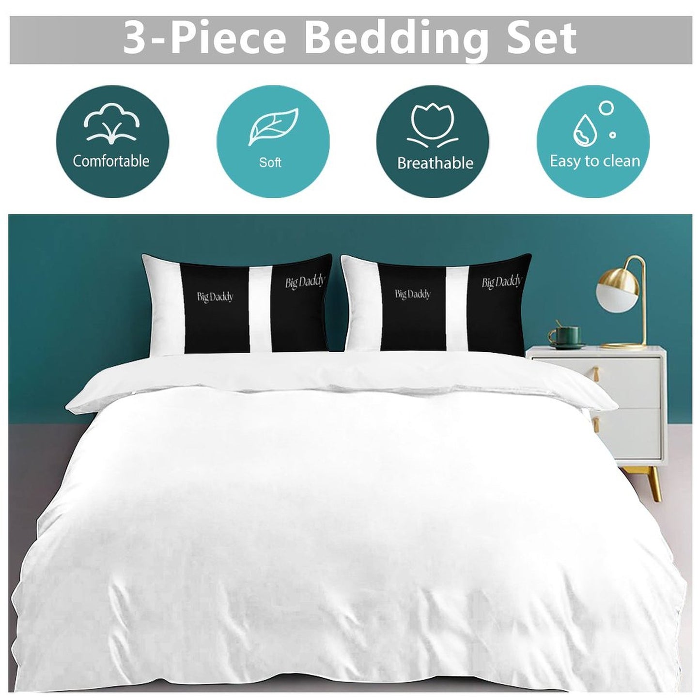 3-Piece Bedding Set-90"x90"/ 229x229cm (Dual-sided Printing)
