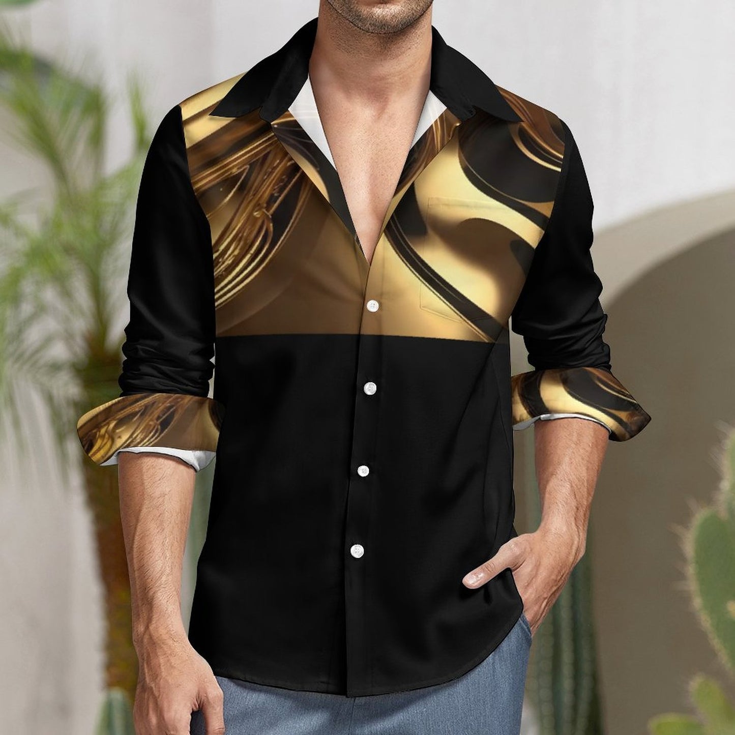 Men's Long Sleeve Shirt with Pocket LS (All-Over Printing)