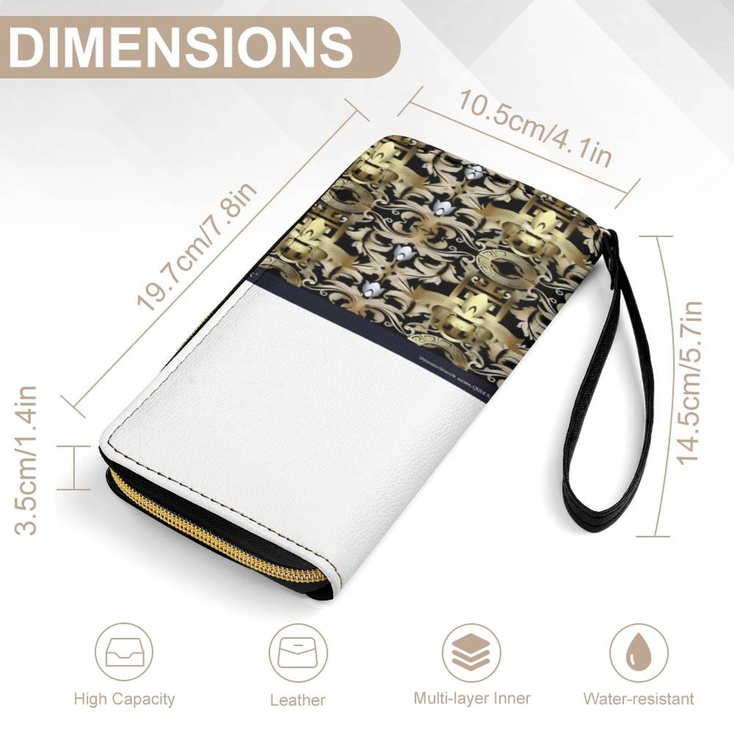 Leather Wallet with Wristlet Strap (2 Pictures on 2 Sides)