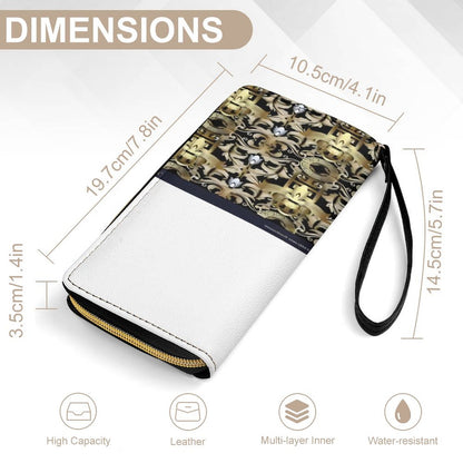 Leather Wallet with Wristlet Strap (2 Pictures on 2 Sides)