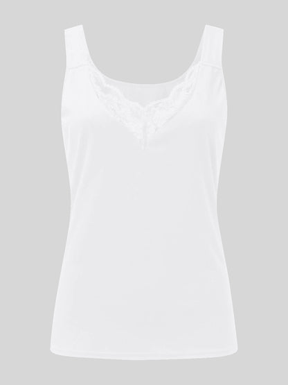 Full Size Lace Detail Sweetheart Neck Tank (white/royal blue/black/burgundy/dark gray)-S-3XL