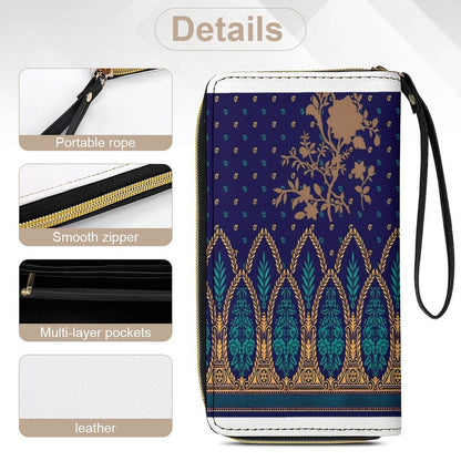 Leather Wallet with Wristlet Strap (2 Pictures on 2 Sides)