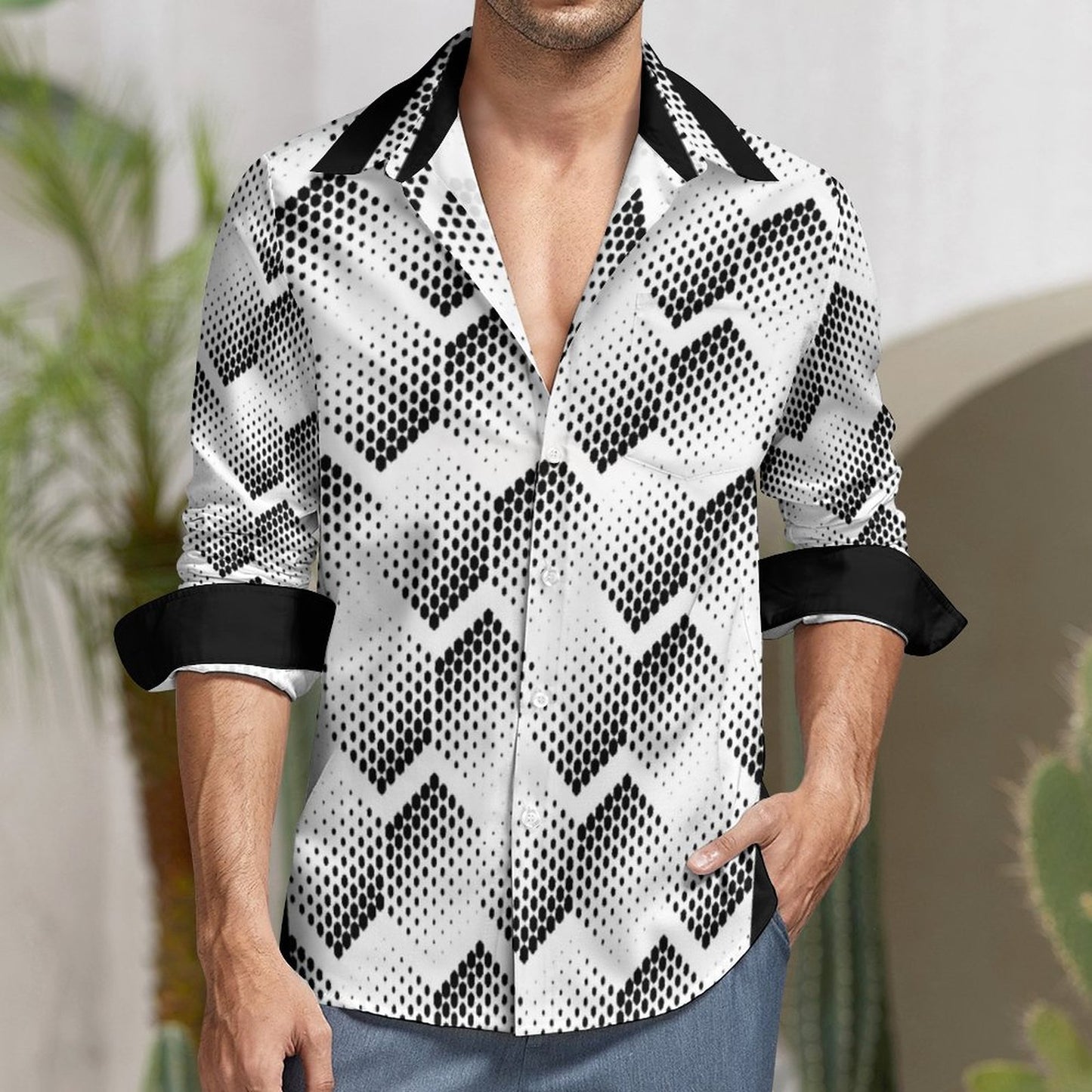 Men's Long Sleeve Shirt with Pocket LS (All-Over Printing)