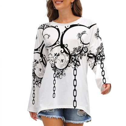 Custom Women's Long Sleeve U-Neck T-Shirts (All-Over Printing)