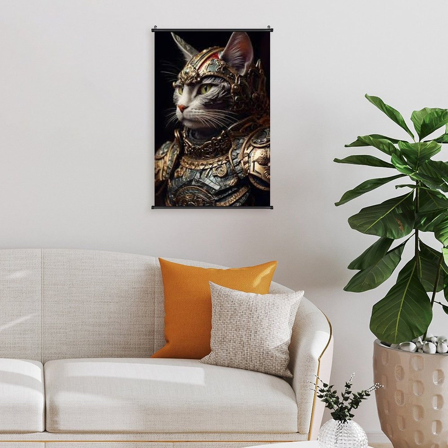 Canvas Hanging Poster with Scrolls-16"x24"/ 40x60cm-CAT WARRIOR