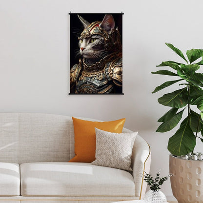 Canvas Hanging Poster with Scrolls-16"x24"/ 40x60cm-CAT WARRIOR