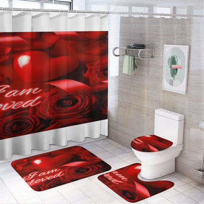 Shower Curtain Set with 3 Rugs
