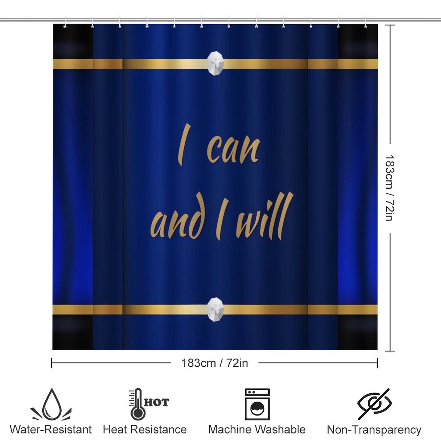 Shower Curtain Set with 3 Rugs