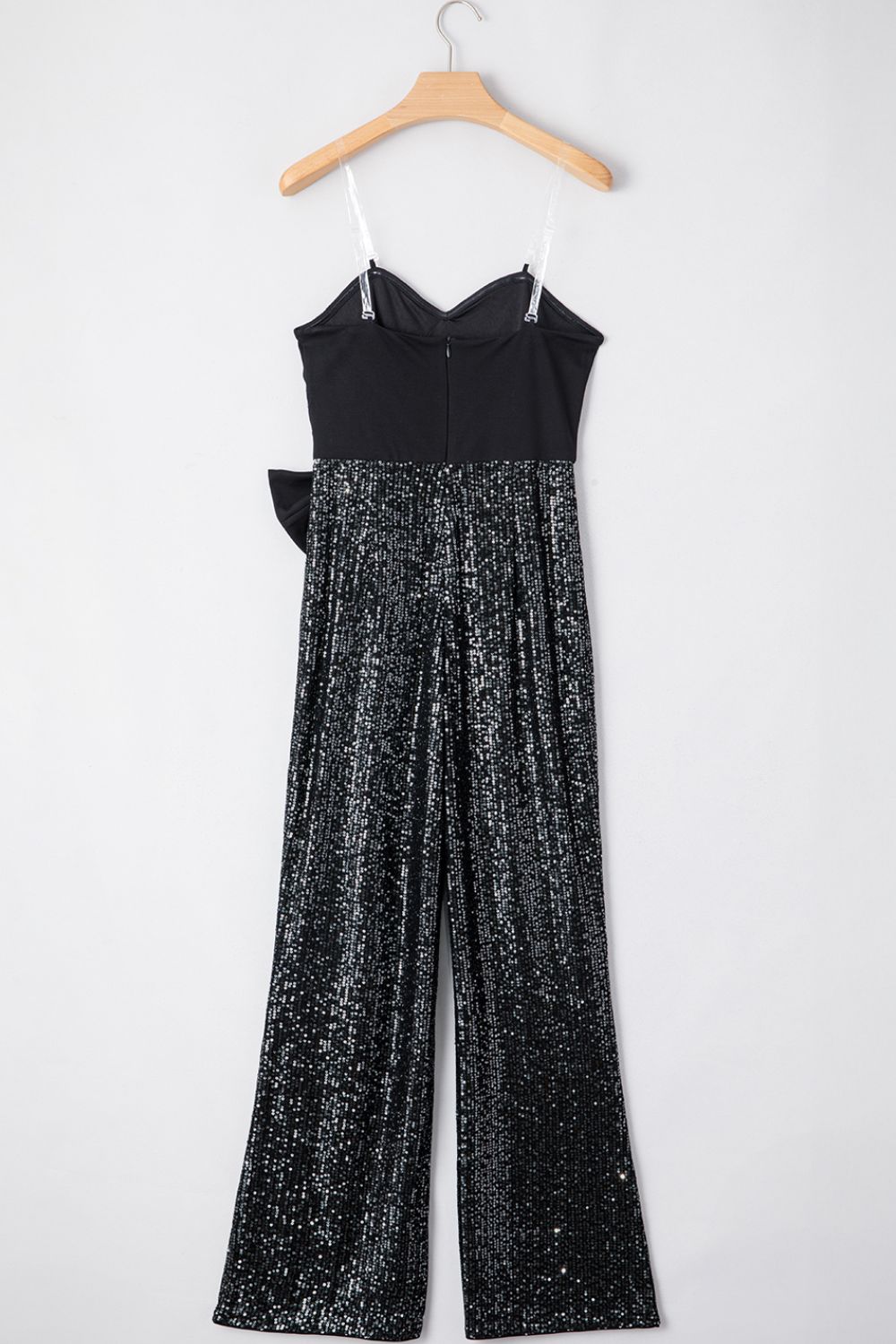 Bow Sequin Wide Leg Jumpsuit-SMALL-XL