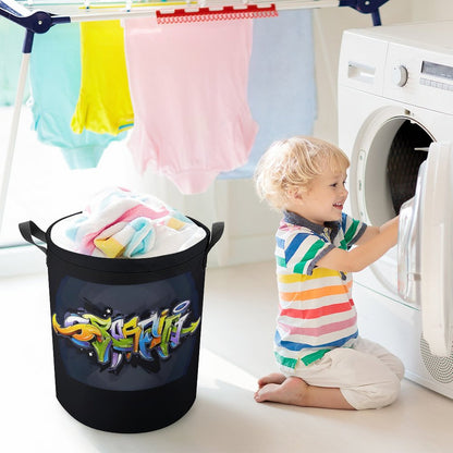COLORFUL GRAFFITI Drawstring collapsible Laundry Basket