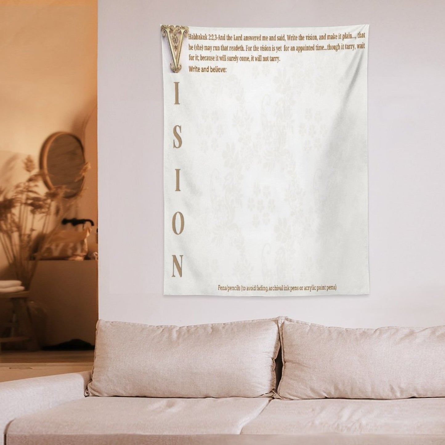 Wall Art with Vertical Tapestry