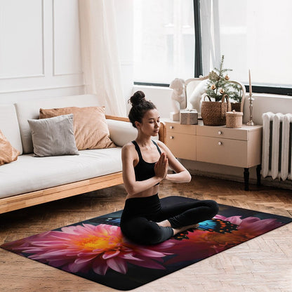 BLUE BUTTERFLY Coral Velvet Floor LARGE Mat for Home-60"x40"