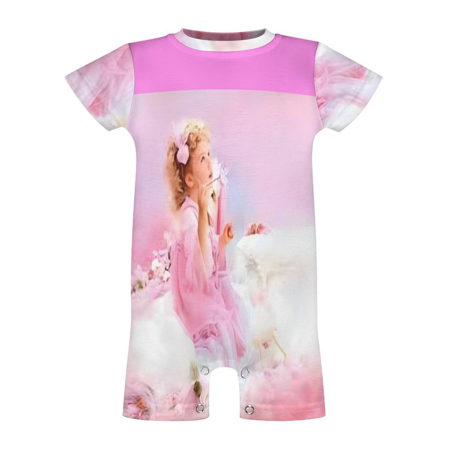 Short Sleeve Baby Bodysuit Romper PLR (All-Over Printing)
