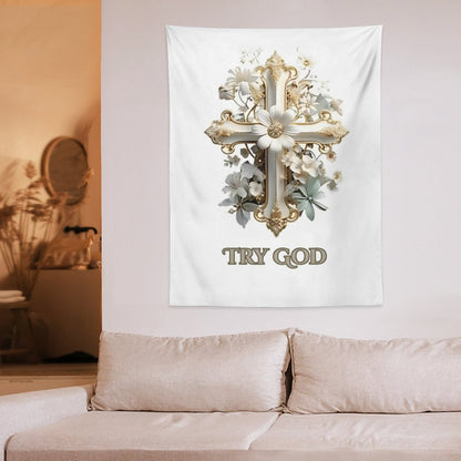 Wall Art with Vertical Tapestry-TRY GOD