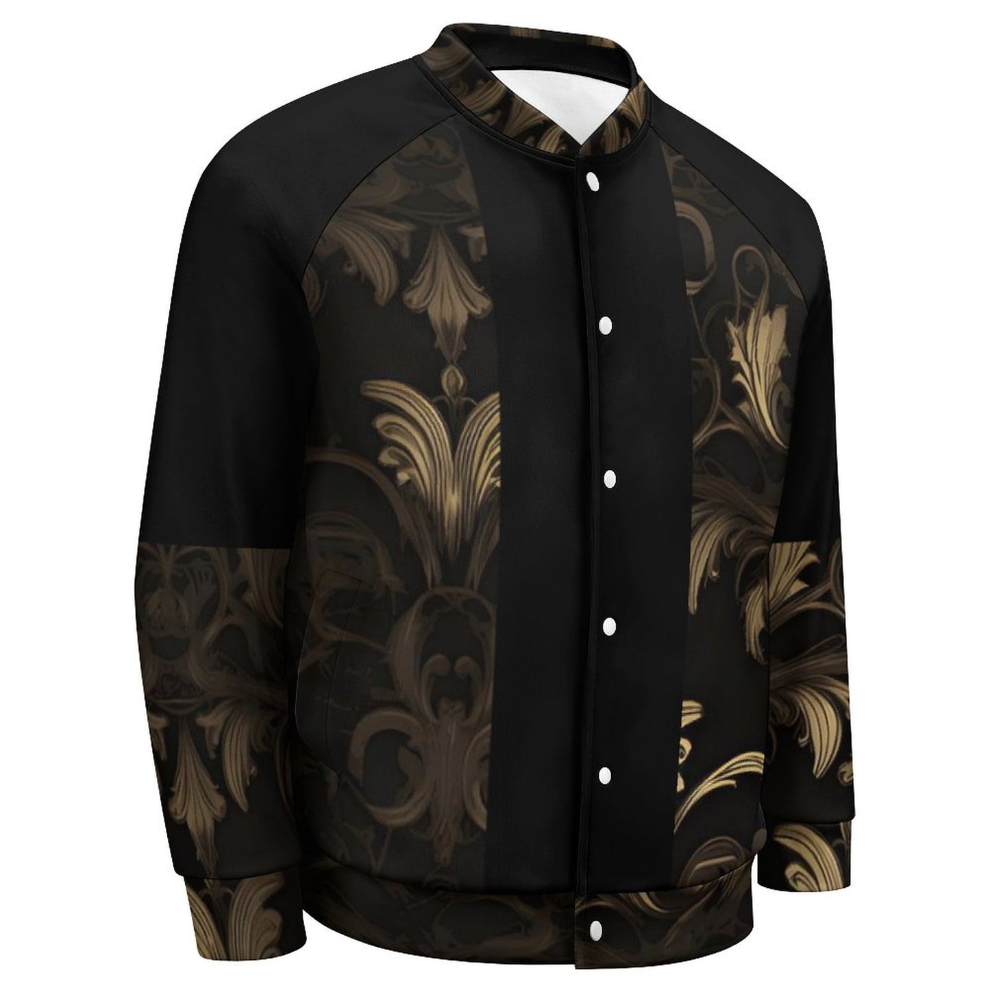 BLACK & GOLD ACCENT Baseball Jacket-2XS-6XL