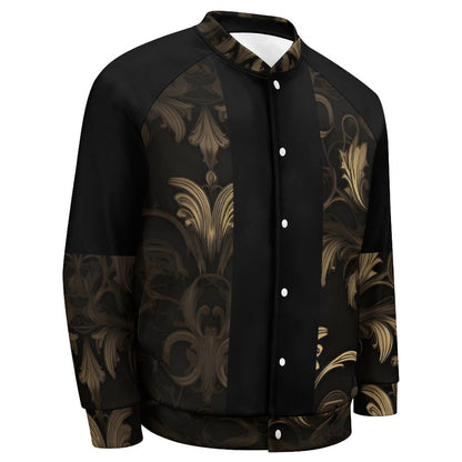 BLACK & GOLD ACCENT Baseball Jacket-2XS-6XL