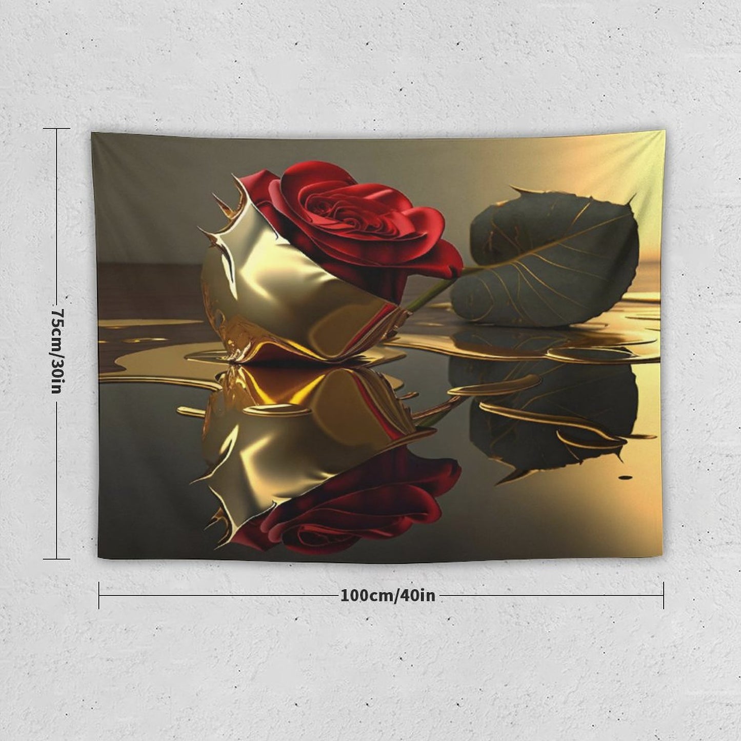 ROSE IN GOLD Horizontal Tapestry--30x40 in/ 40x60 in