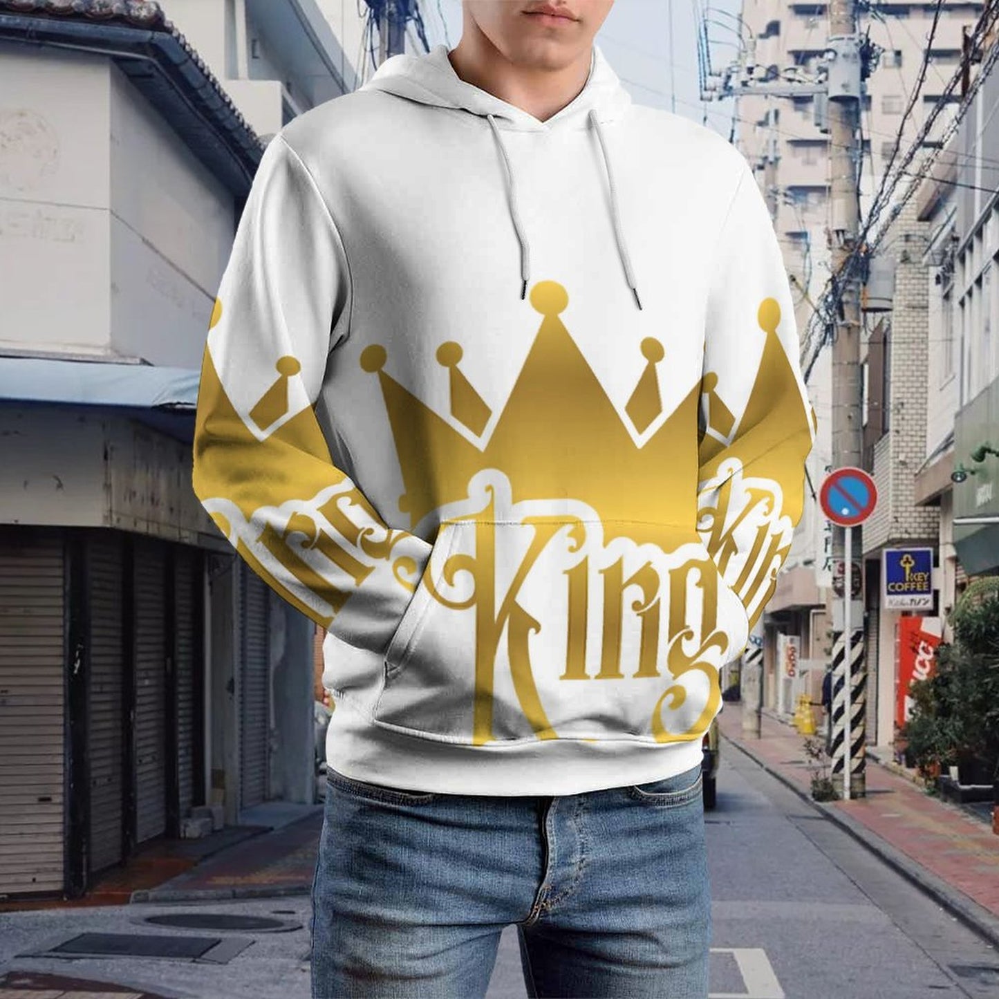 230gsm Men's Personalized Hoodie with Double-layer Cap (All-Over Printing)