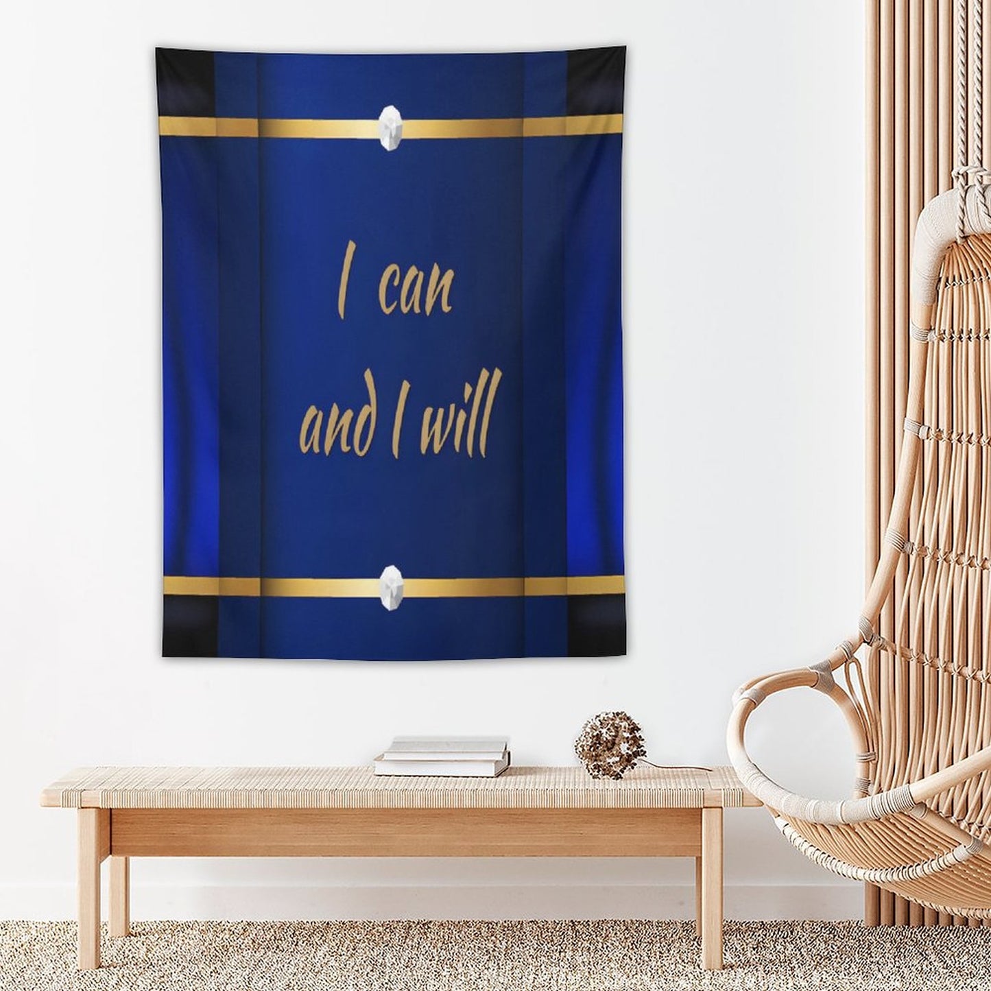 Wall Art with Vertical Tapestry