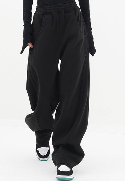 Elastic Waist Sweatpants with Pockets (black/tan/grey)-SMALL-2XL