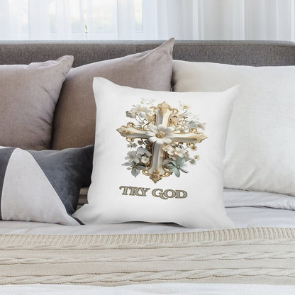 Short Plush Pillow Cover(Dual-sided Printing)-TRY GOD