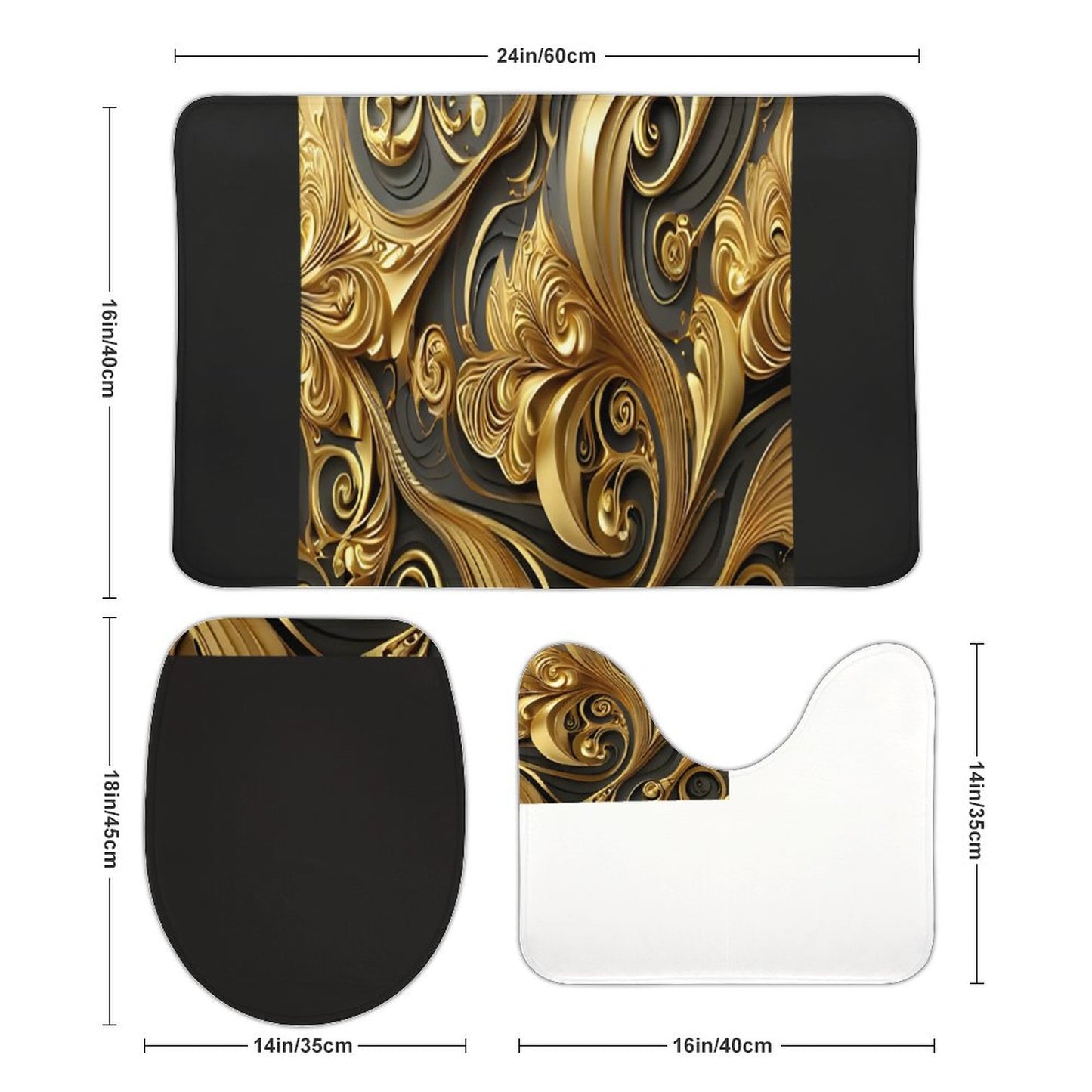 Coral Velvet Restroom Rug Set of 3-15.7"x23.6"/ 40x60cm