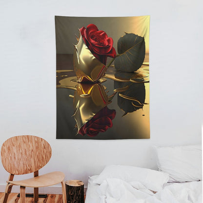 ROSE IN GOLD Wall Art with Vertical Tapestry