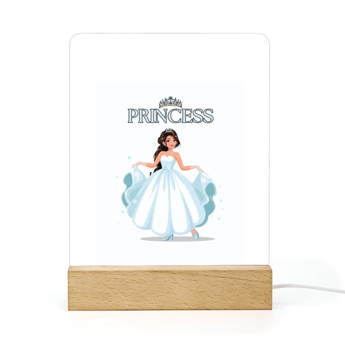 Acrylic Night Light with Wooden Base