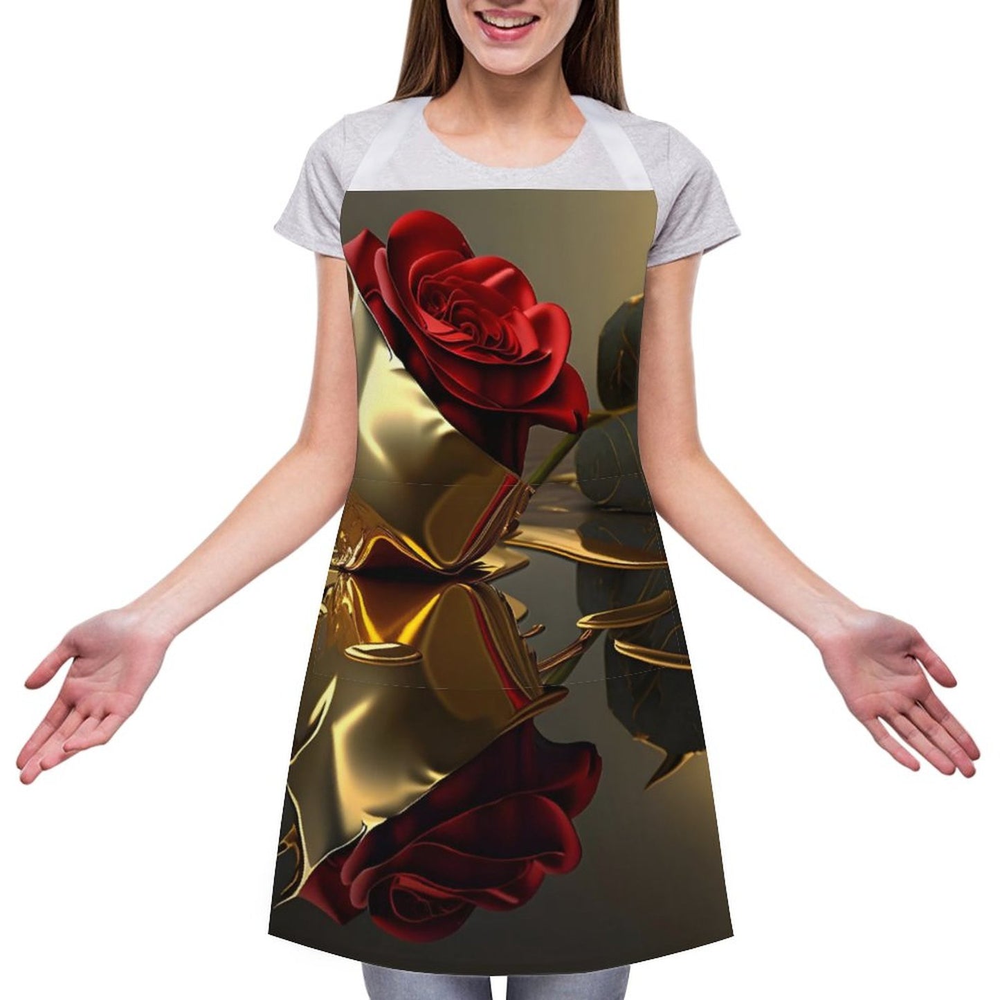ROSE IN GOLD Adult Apron with Pocket
