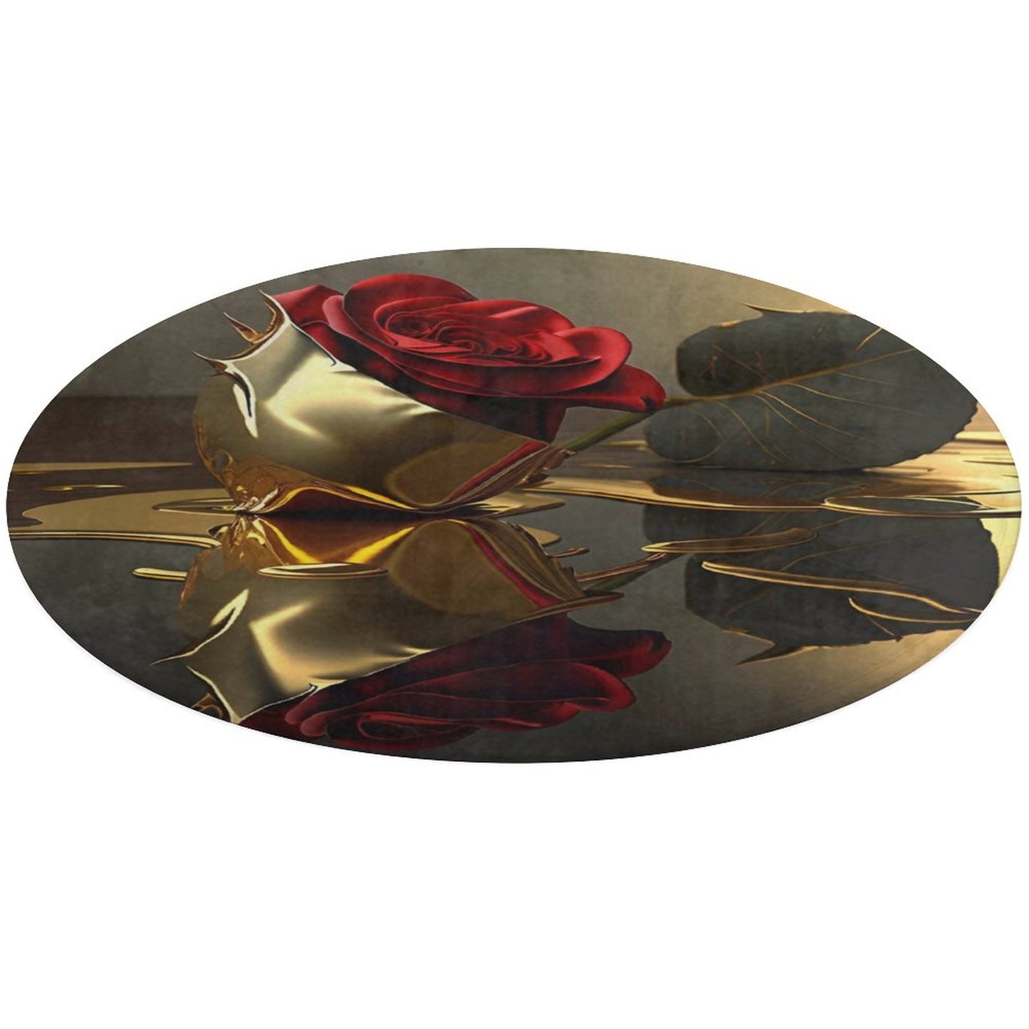 ROSE IN GOLD Round Coral Velvet Warm Floor Mat