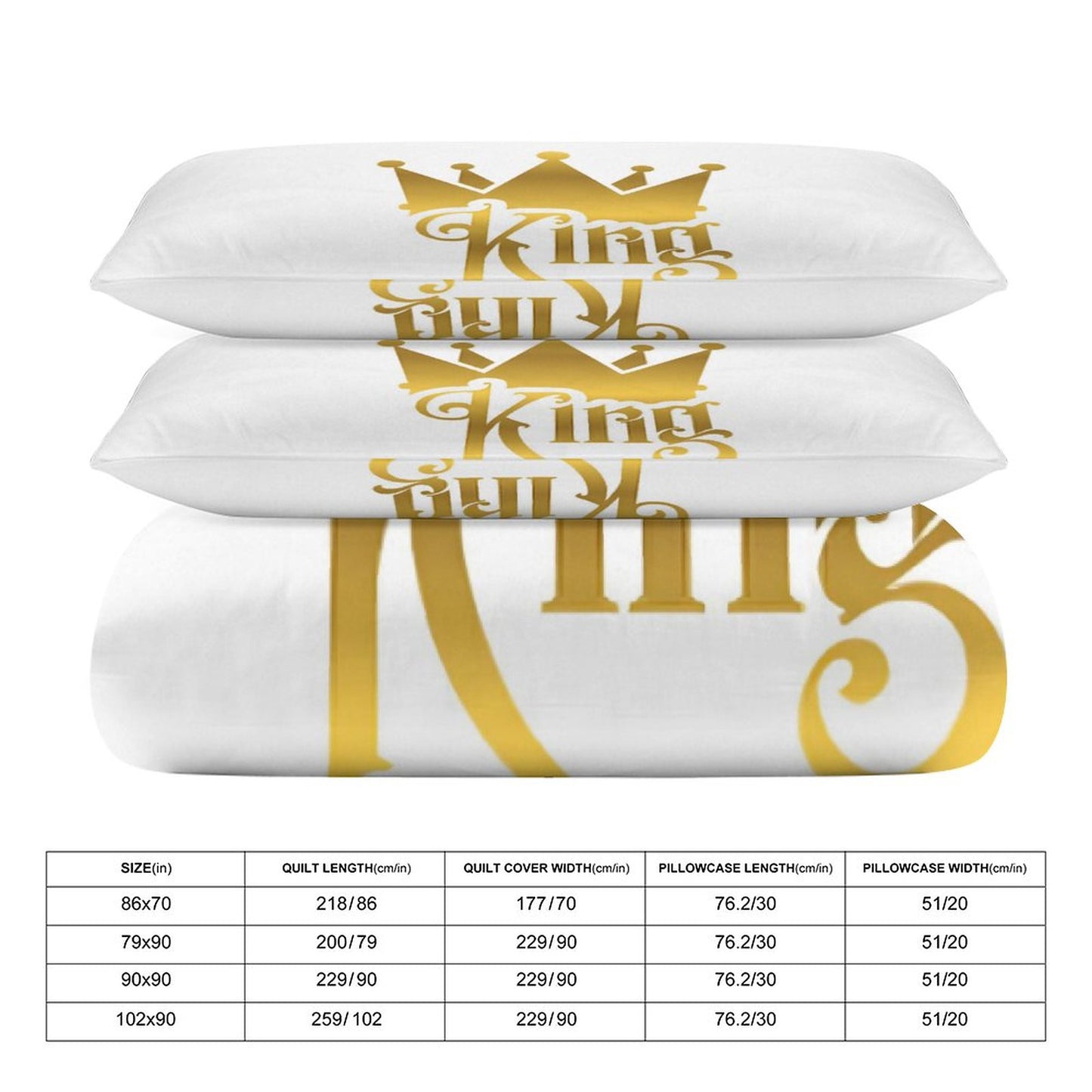 3-Piece Bedding Set-90"x90"/ 229x229cm (Dual-sided Printing)