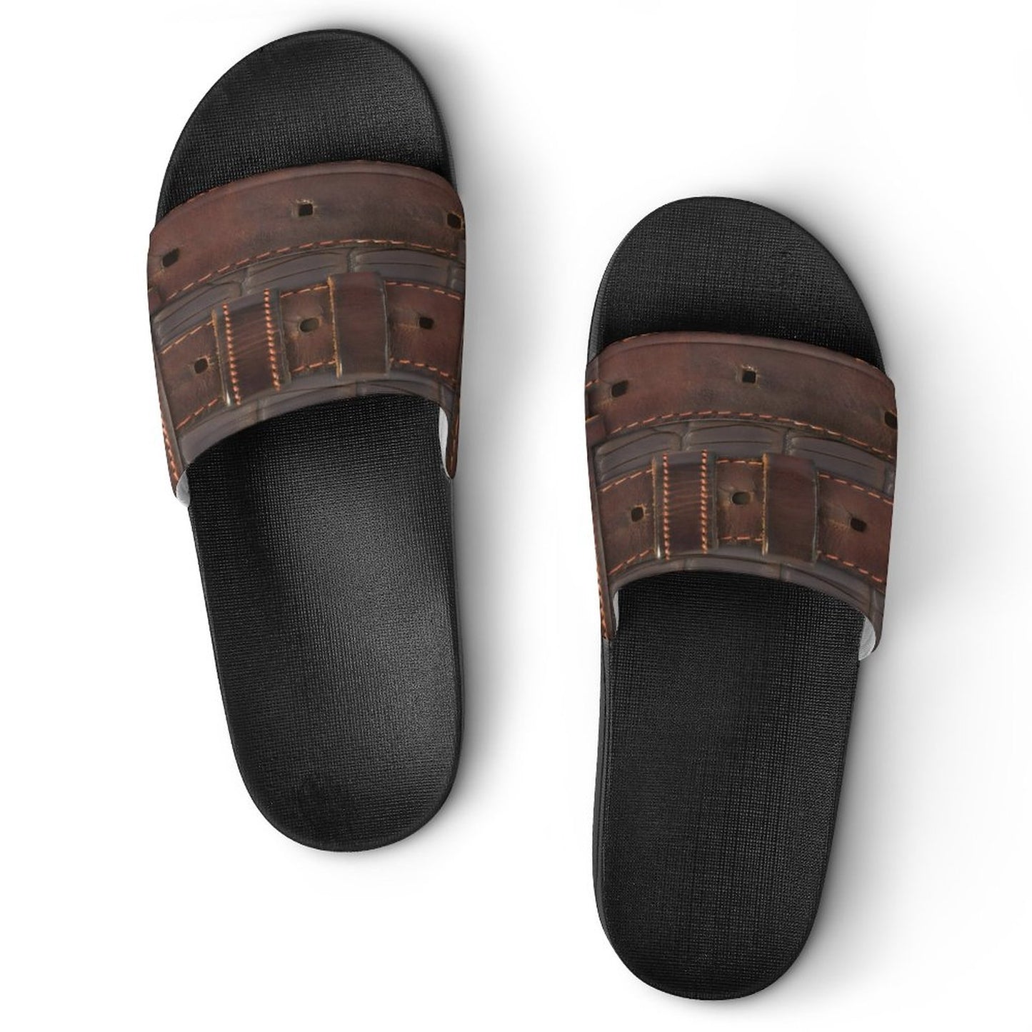 RUGGED LEATHER BUCKLE PRINT Unisex PVC Slippers