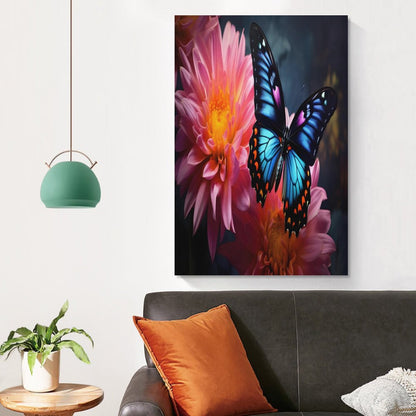 BLUE BUTTERFLY Unframed Art Canvas (Vertical 2:3)-8x12 inch/12x18 inch