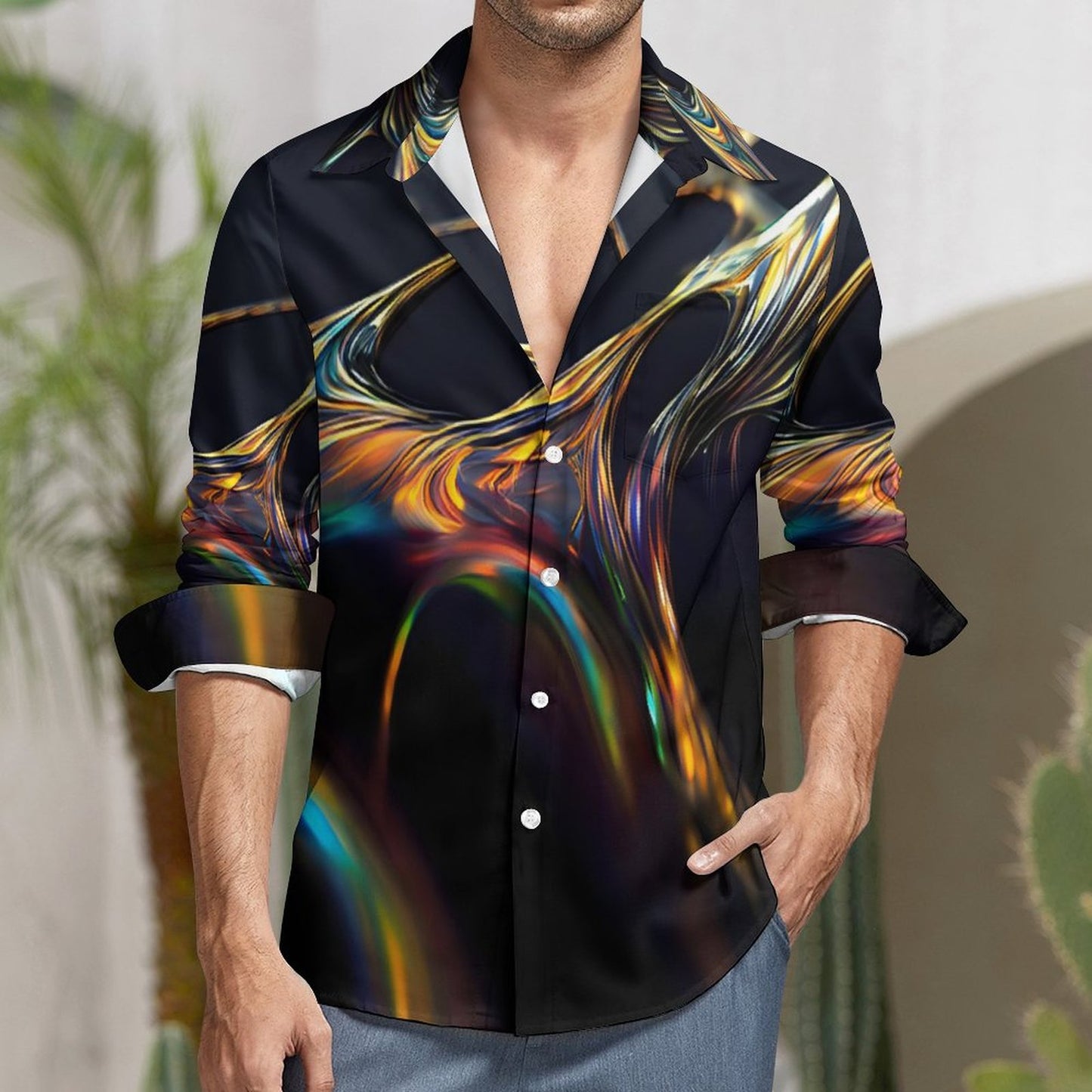 Men's Long Sleeve Shirt with Pocket LS (All-Over Printing)