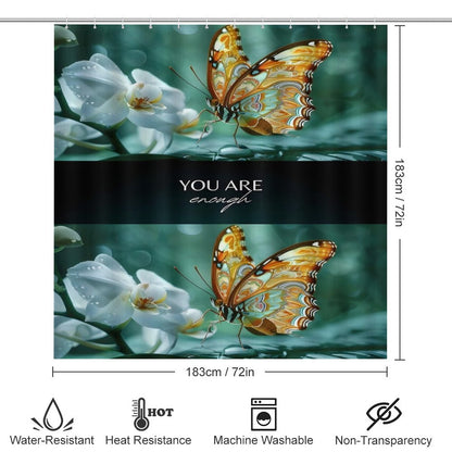 Shower Curtain Set with 3 Rugs-YOU ARE ENOUGH