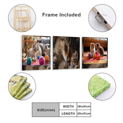 Vertical Multicolor Framed Wall Art-4:5 Aspect Ratio-CAT MAMA & BABIES