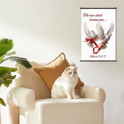 Canvas Hanging Poster with Scrolls-16"x24"/ 40x60cm-TWO SHALL BECOME ONE