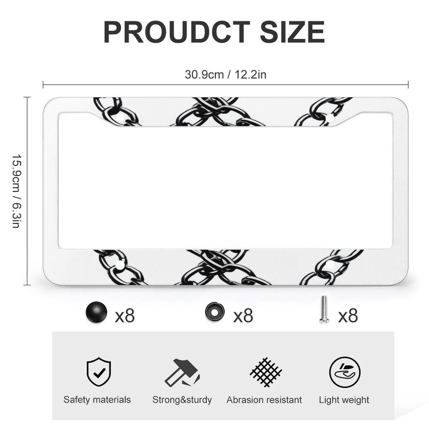 License Plate Frames with 4 Round Holes (1 Pair)