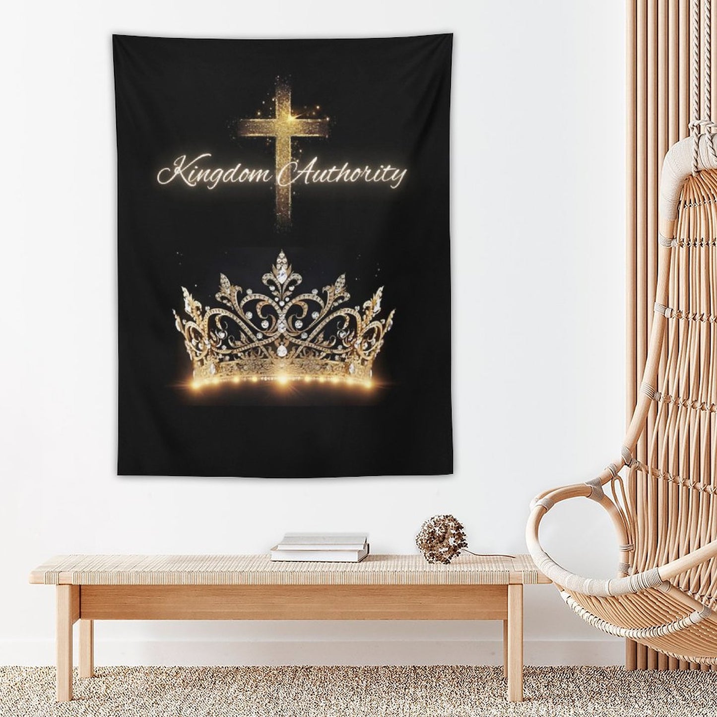 Wall Art with Vertical Tapestry