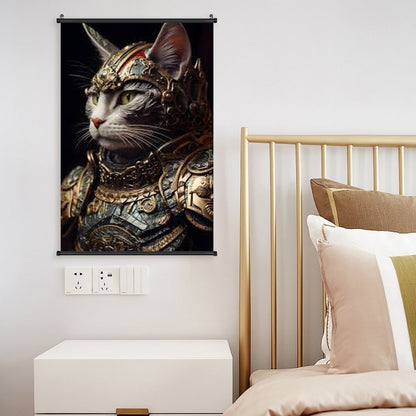 Canvas Hanging Poster with Scrolls-16"x24"/ 40x60cm-CAT WARRIOR
