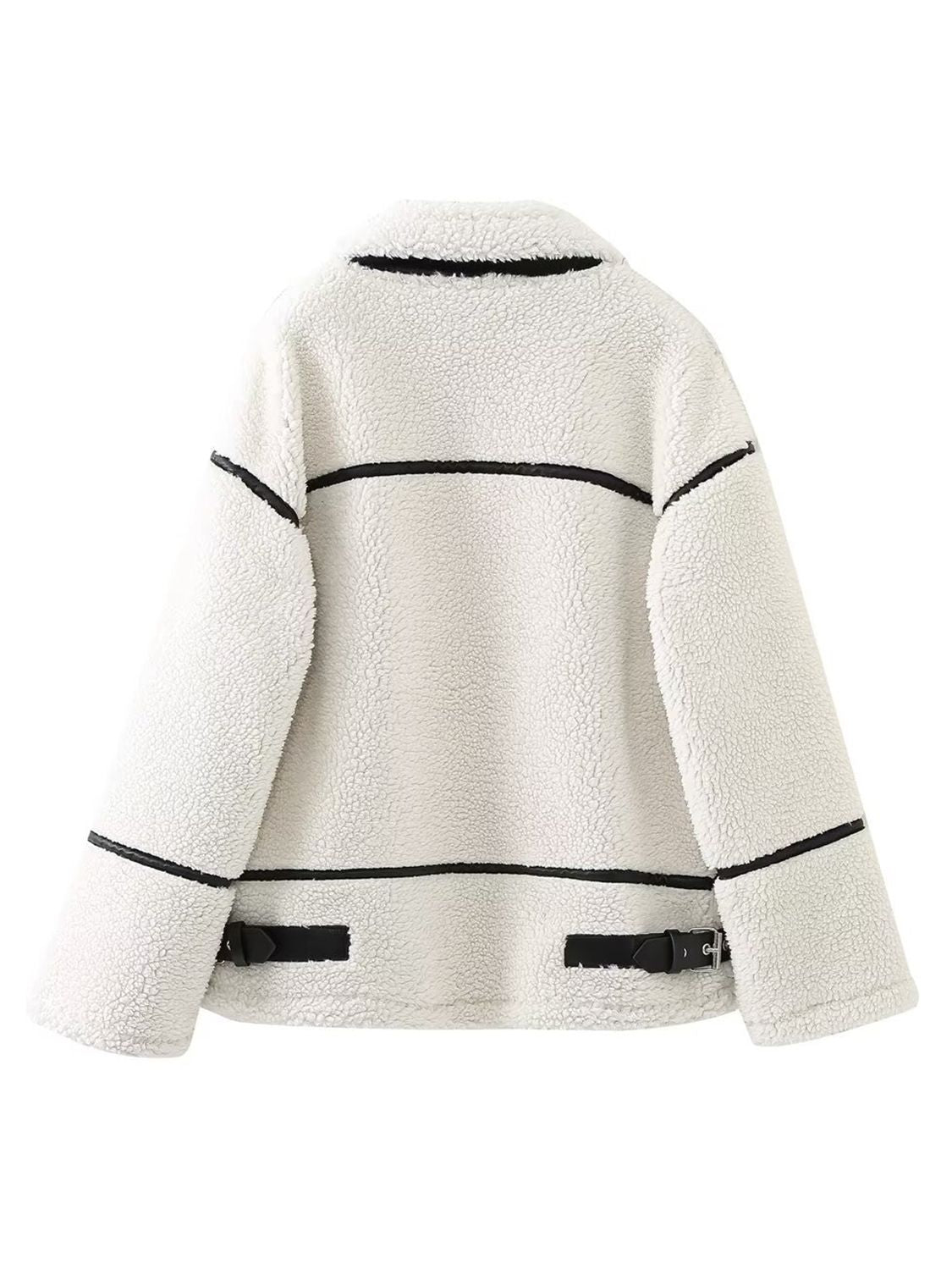 Zip Up Long Sleeve Sherpa Jacket-XS-L