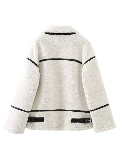 Zip Up Long Sleeve Sherpa Jacket-XS-L