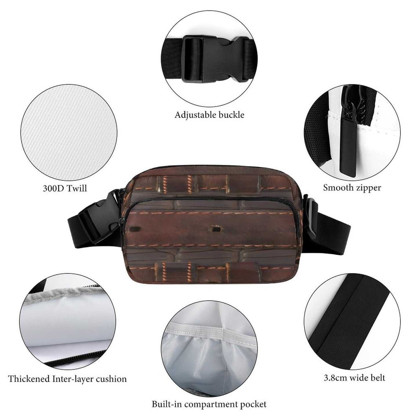 RUGGED LEATHER BUCKLE Print Bum Bag