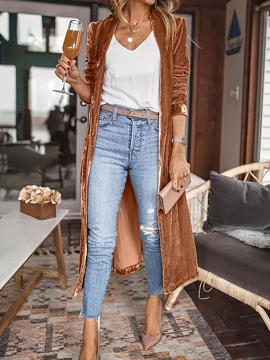 Velvety Open Front Long Sleeve Coat (many colors)-SMALL-2XL