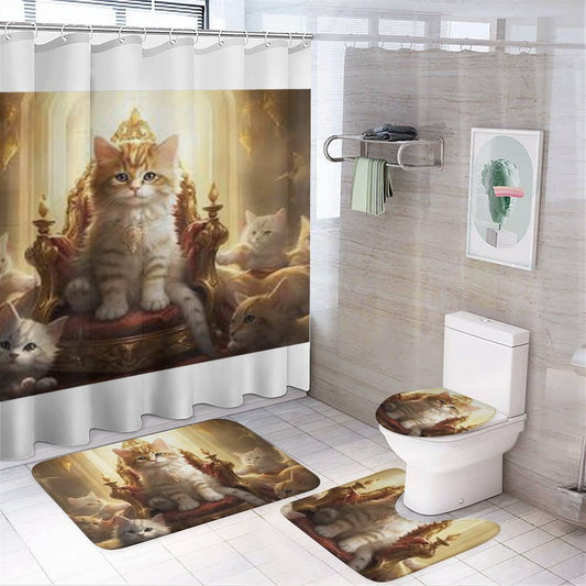 Shower Curtain Set with 3 Rugs