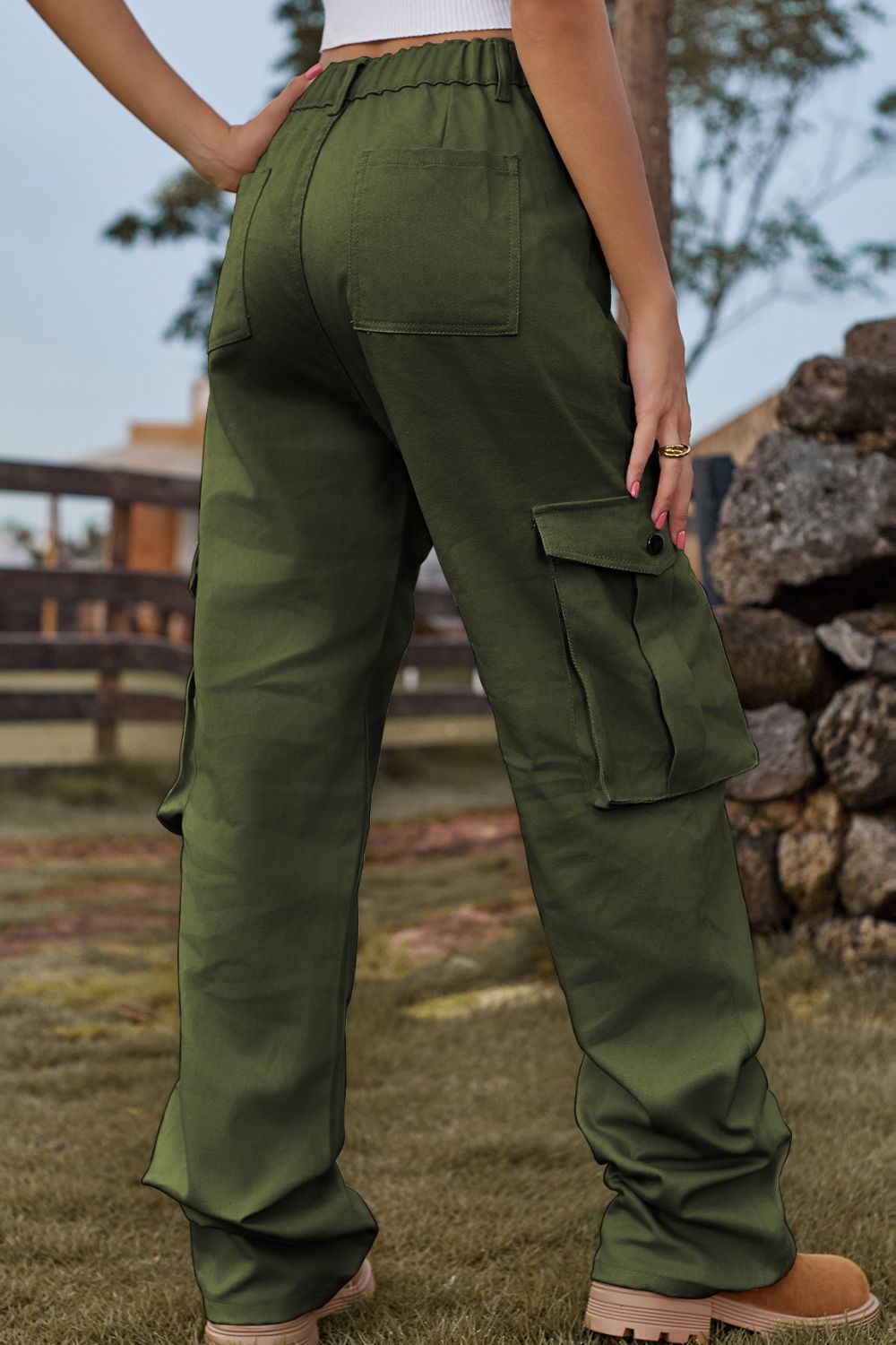 UNSEX Loose Fit Long Cargo Pants with Pockets-SMALL-2XL