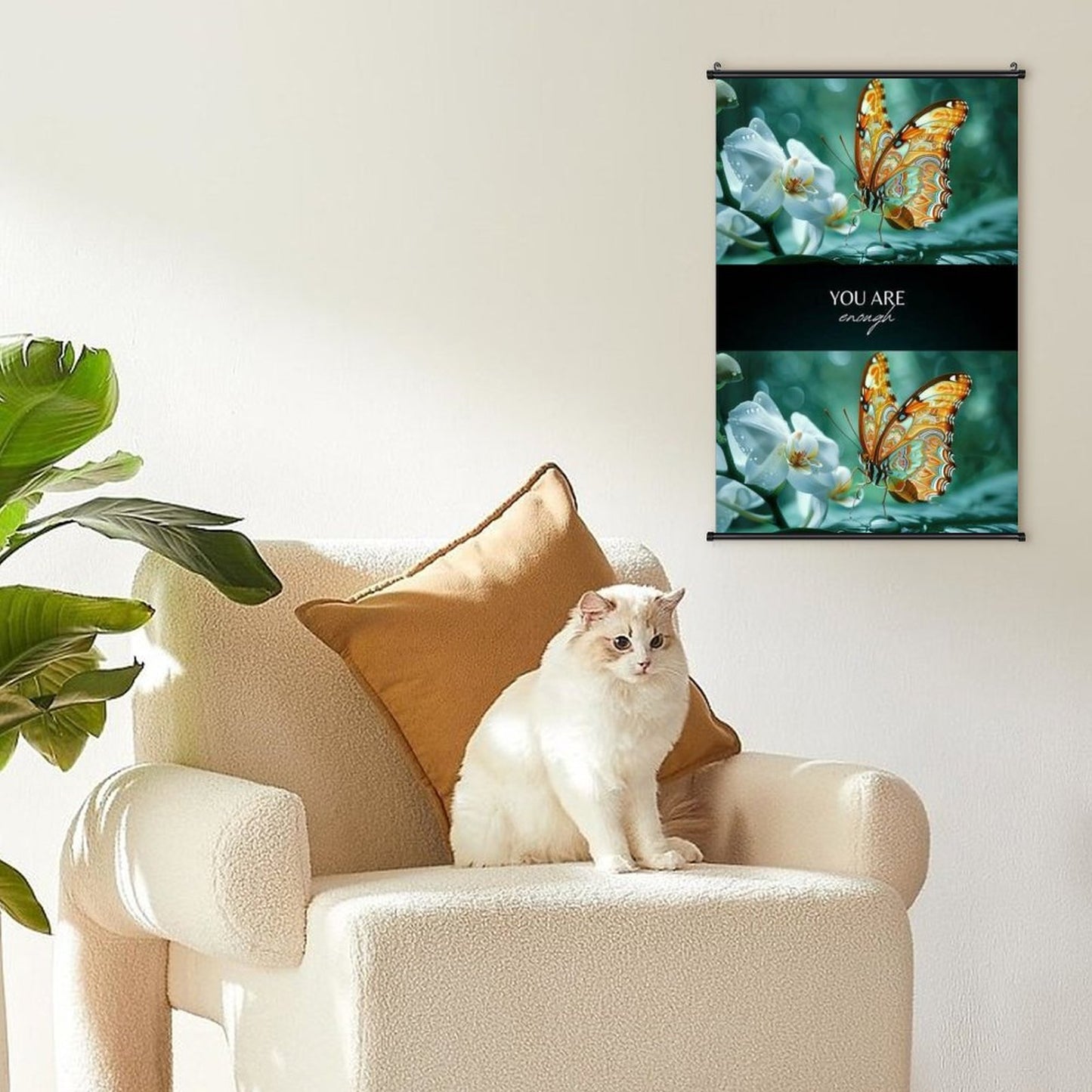 Canvas Hanging Poster with Scrolls-16"x24"/ 40x60cm-YOU ARE ENOUGH