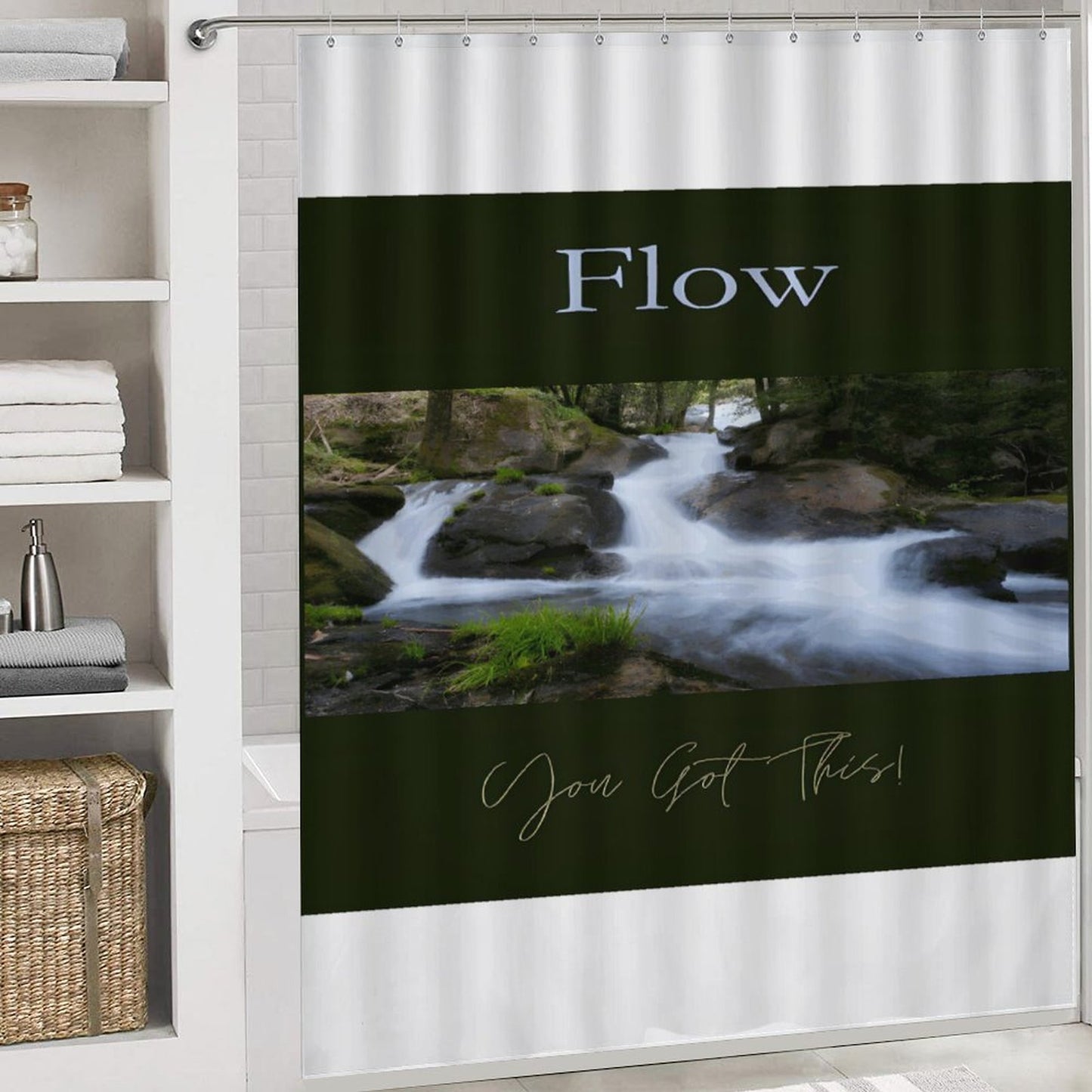 Shower Curtain Set with 3 Rugs
