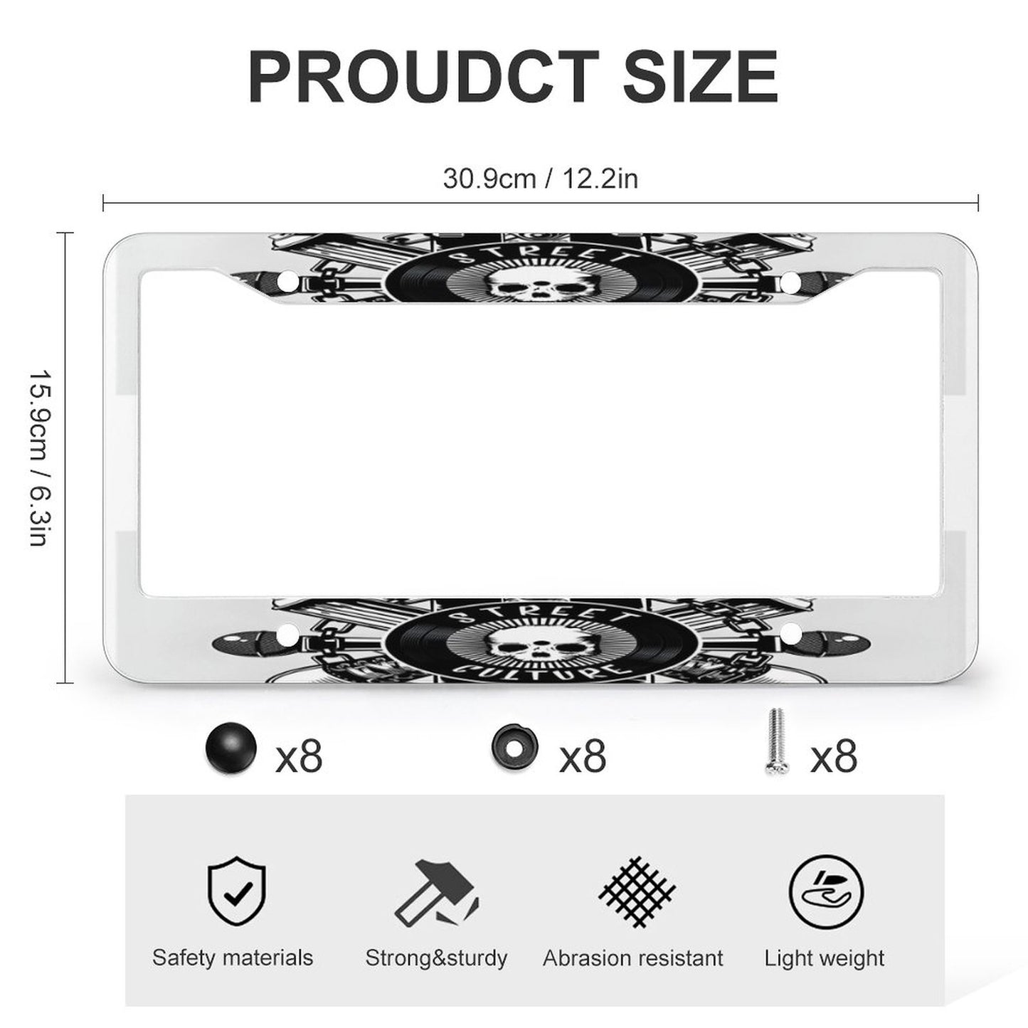 License Plate Frames with 4 Round Holes (1 Pair)
