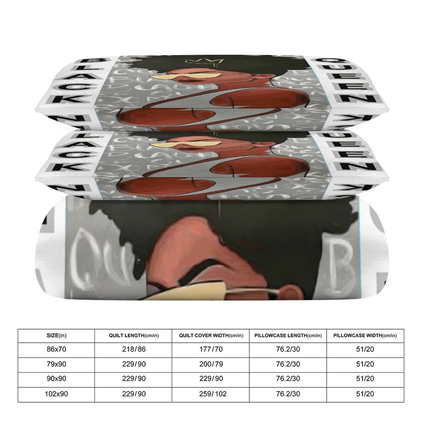3-Piece Bedding Set-86"×70"/ 218×177cm (Dual-sideded Printing)